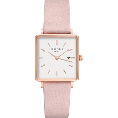 Rosefield The Boxy Leather Strap Watch, 2m X 2m