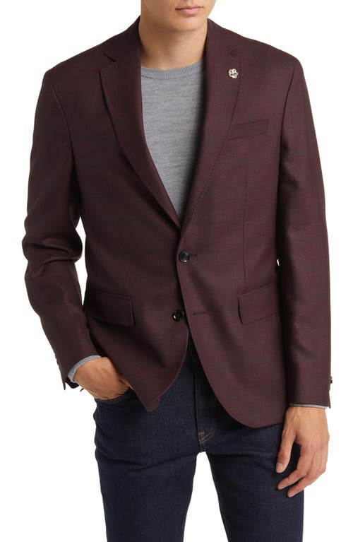 Ted Baker London Karl Slim Fit Soft Construction Plaid Wool Sport Coat in Burgundy