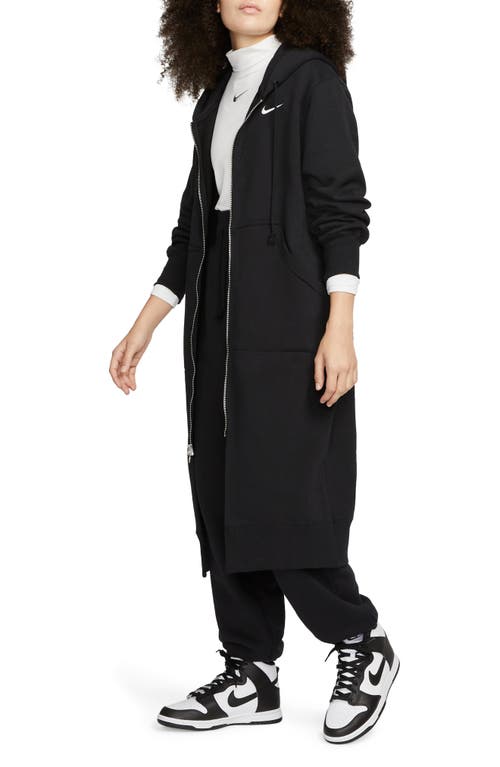 Nike Sportswear Phoenix Long Zip Hoodie In Black/sail