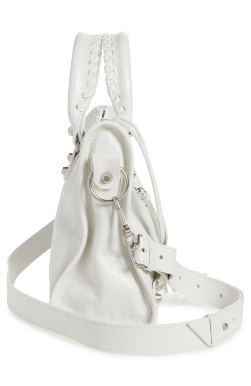 Balenciaga Small Le City Leather Tote Bag In Optic White