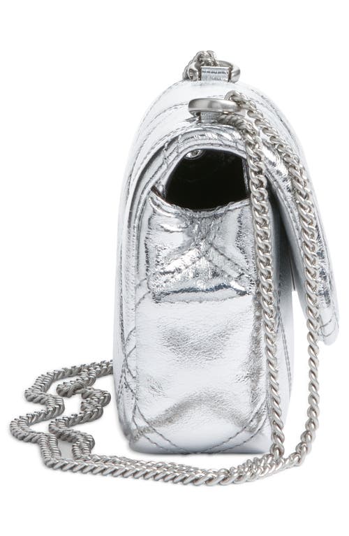 Tory Burch Kira Quilted Metallic Leather Crossbody Bag In Silver