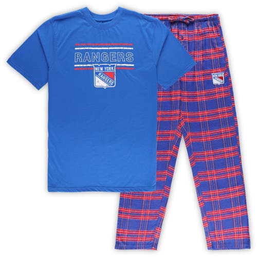 PROFILE Men's Blue/Red New York Rangers Big & Tall T-Shirt & Pajama Pants Sleep Set
