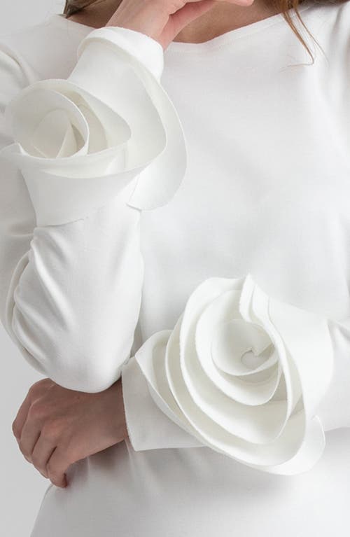 Pietro Brunelli Rosette Cuff Long Sleeve Maternity Sheath Dress In White