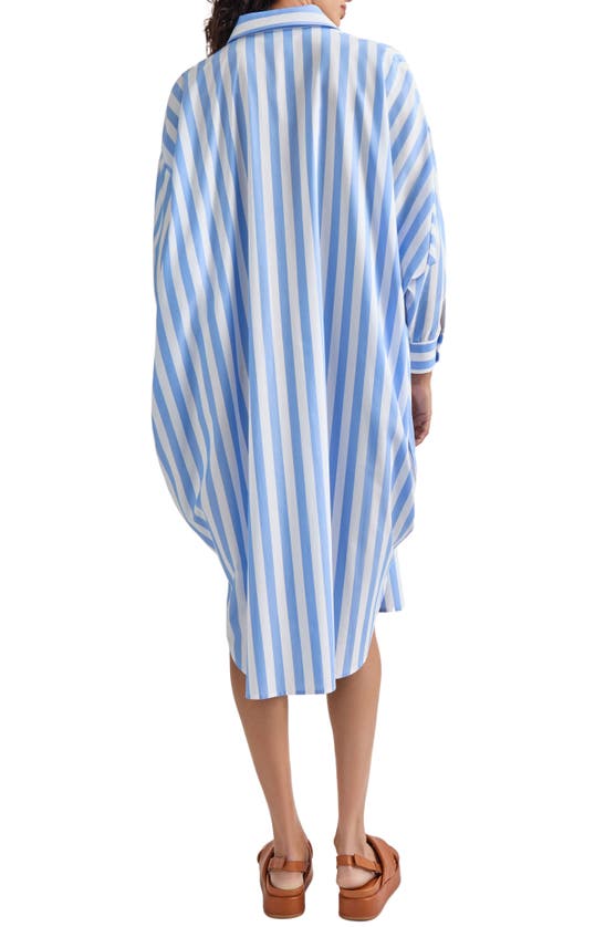Shop Misook Stripe Oversize Shirtdress In Adriatic Blue/white