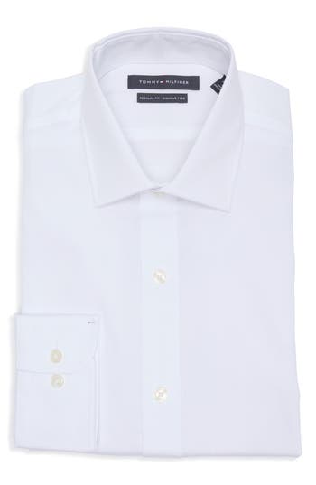 Tommy Hilfiger Regular Fit Wrinkle Resistant Cotton Dress Shirt In White
