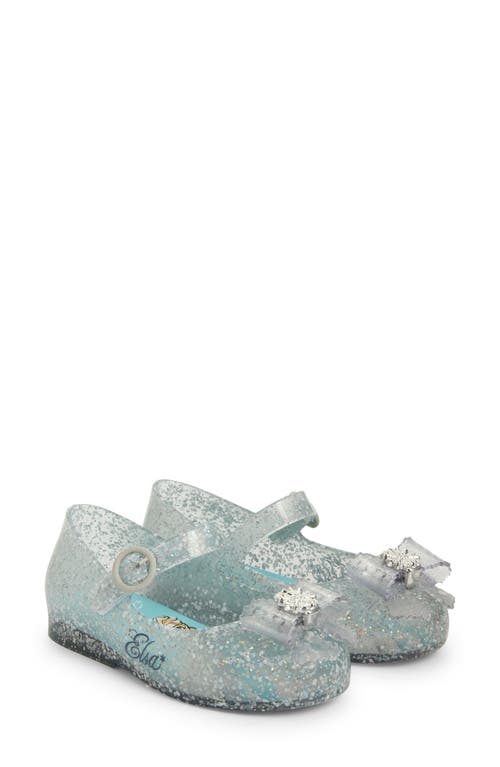 Shop Melissa Mini  Mini Sweet Love Disney Princess Mary Jane Flat In Glitter Blue/blue