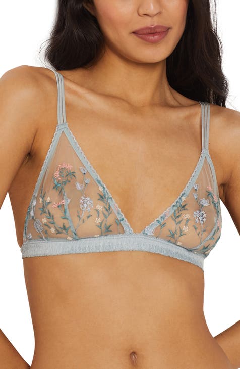 Aligament Bra For Women Embroidered Flowers Solid Color Large Size