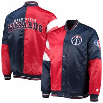 Men's Starter Navy Philadelphia 76ers Home Game Satin Full-Snap Varsity Jacket Size: Large