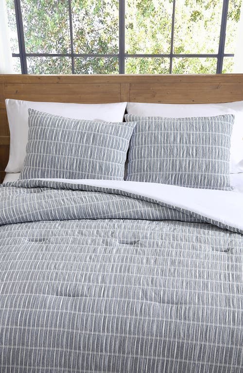 Tahari Stripe Seersucker 3-piece Comforter Set In Denim