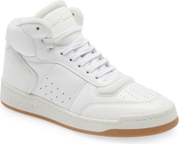 Saint Laurent SL80 Mid Top Sneaker Cuir Meridiano Graine in White - Size 41