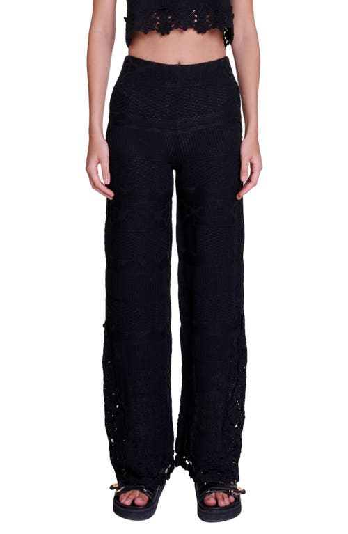 maje Pellina Open Stitch Sweater Pants Black at Nordstrom,