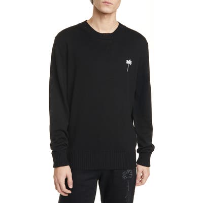 Palm Angels Pxp Big Palm Wool Sweater, Black