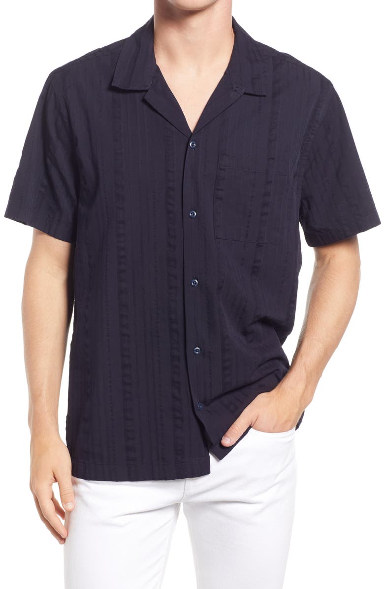 MADEWELL Easy Textured Stripe Camp Shirt, Main, color, TEXTURE STRIPE NIGHT VISION