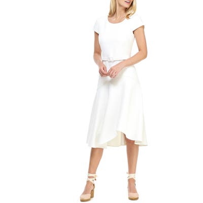 Gal Meets Glam Collection Cecelia Belted Crepe Dress, White