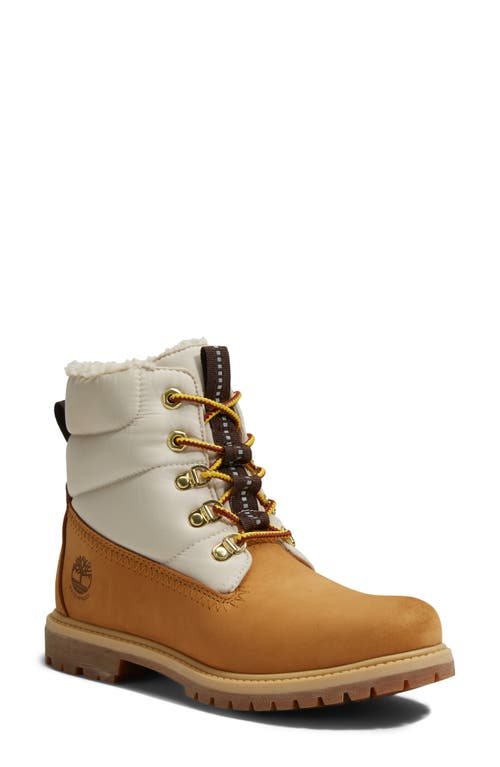 Timberland Faux Fur Trim Puffer Waterproof Boot Wheat Nubuck at Nordstrom,