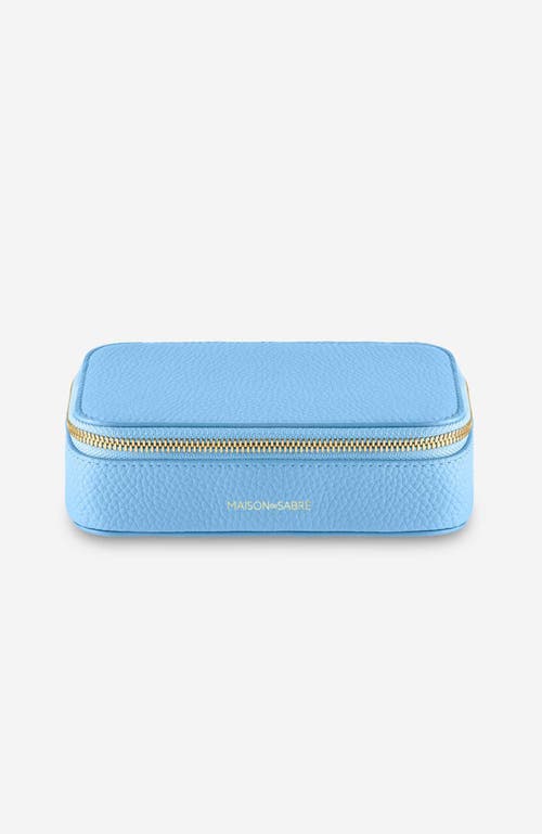 Shop Maison De Sabre Maison De Sabré Leather Jewellery Case In Sky Blue