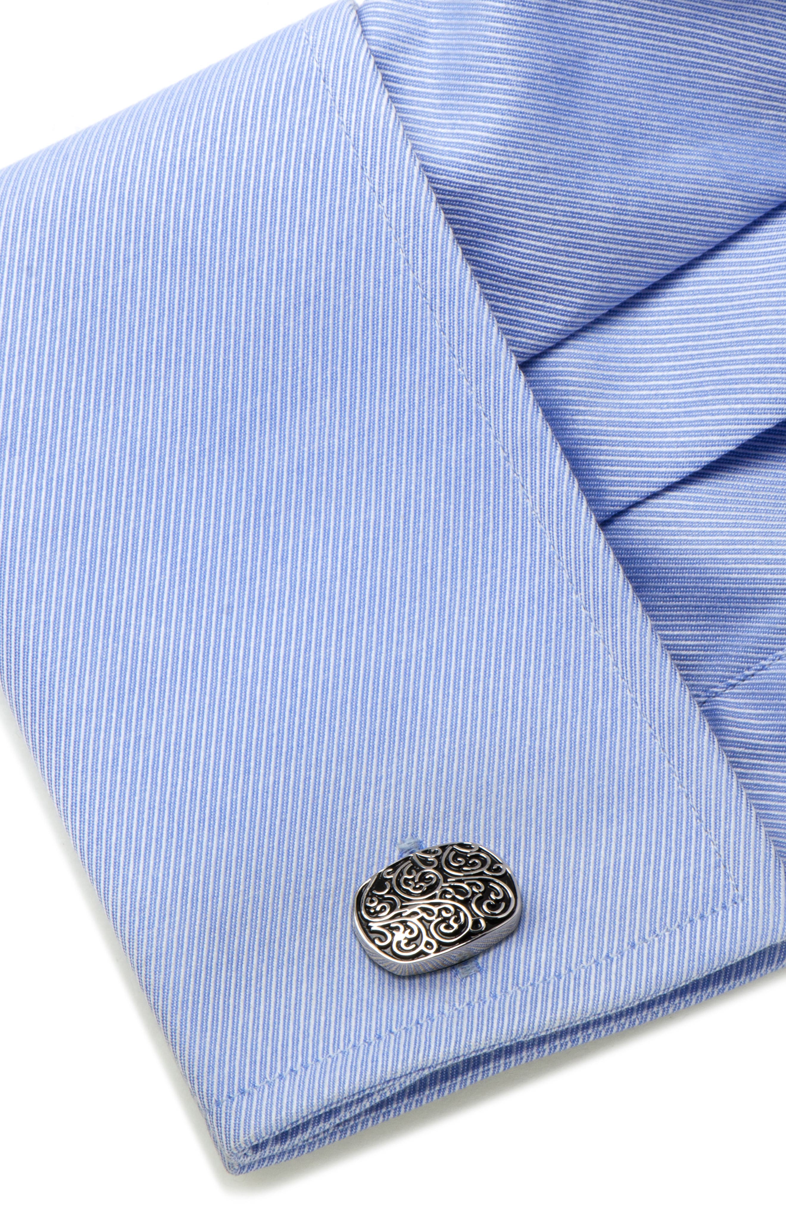  Filigree Cuff Links, Alternate, color, SILVER