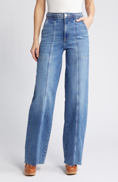 FRAME Braided Waistband Wide Leg Jeans Daphne Blue Clean at Nordstrom,