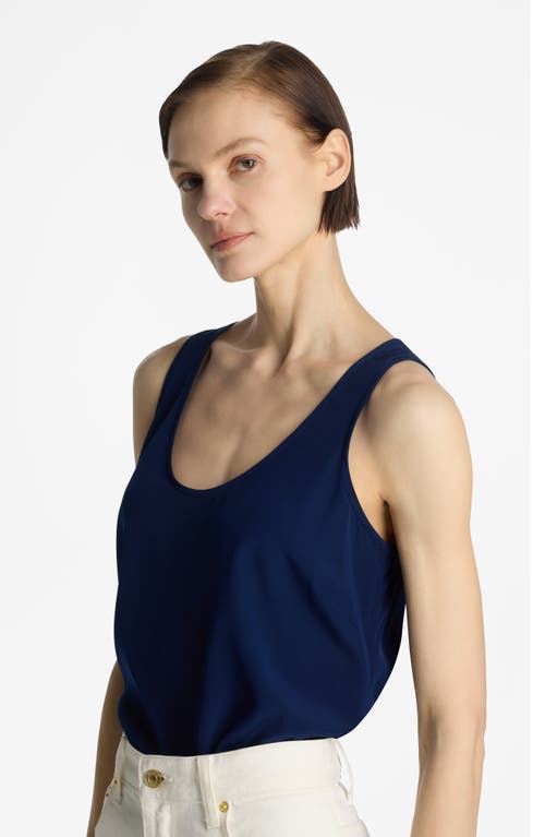 Shop St John St. John Collection Silk Crêpe De Chine Tank In Royal Blue