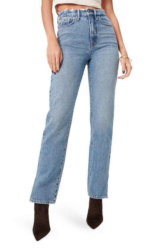 GOOD AMERICAN GOOD AMERICAN GOOD BOY HIGH WAIST DISTRESSED NONSTRETCH JEANS