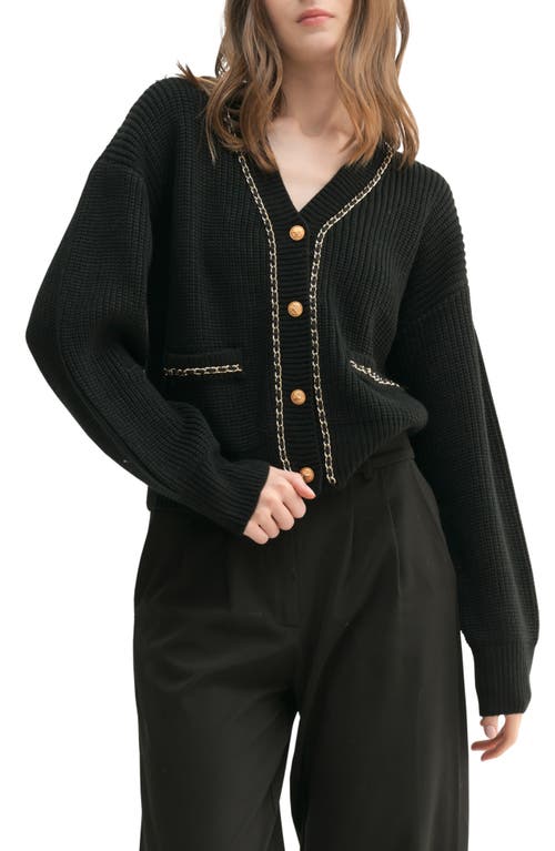 All in Favor Chain Detail Cardigan in Black 