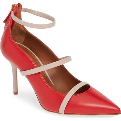 Malone Souliers Robyn Ankle Strap Pump, Red