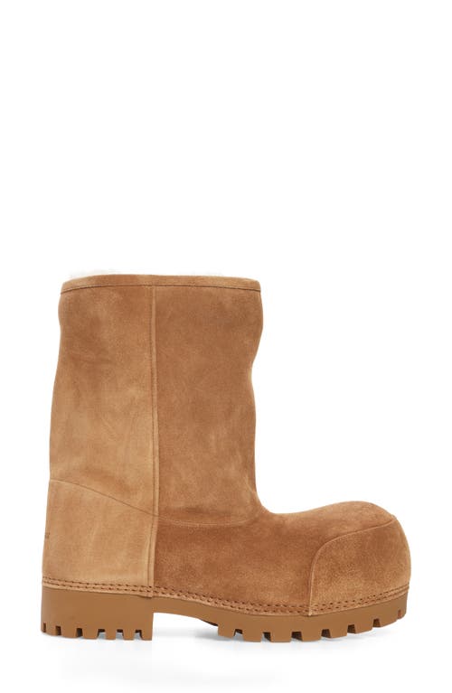 Balenciaga Alaska Low Shearling-lined Suede Boots In 2200 Brown/white