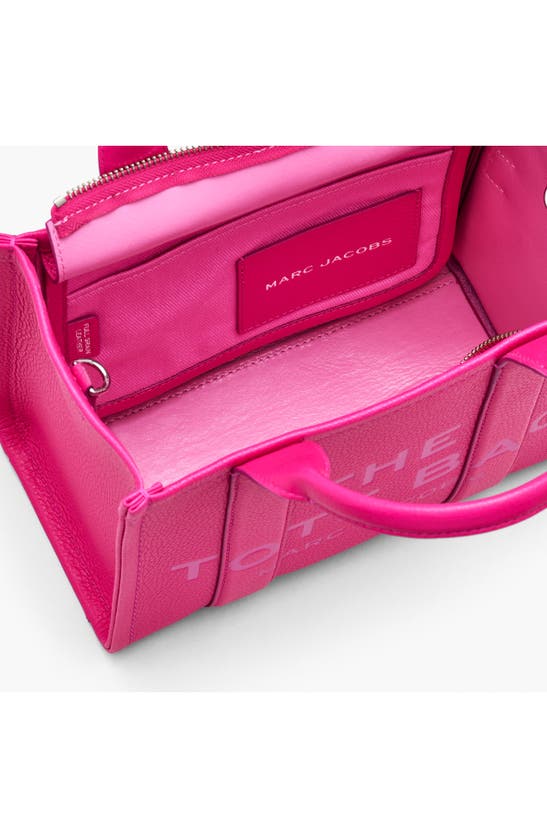 Shop Marc Jacobs The Leather Small Tote Bag In Hot Pink