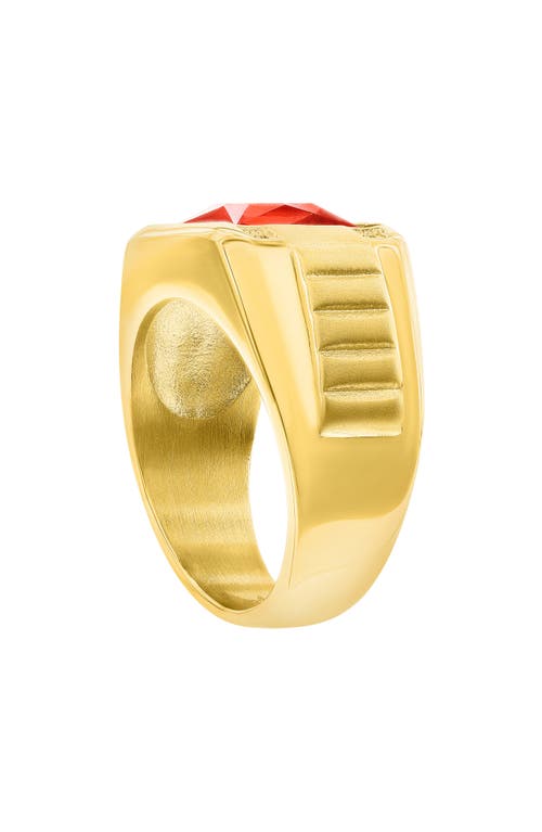 Blackjack Square Ring In Genuine Red Spinel
