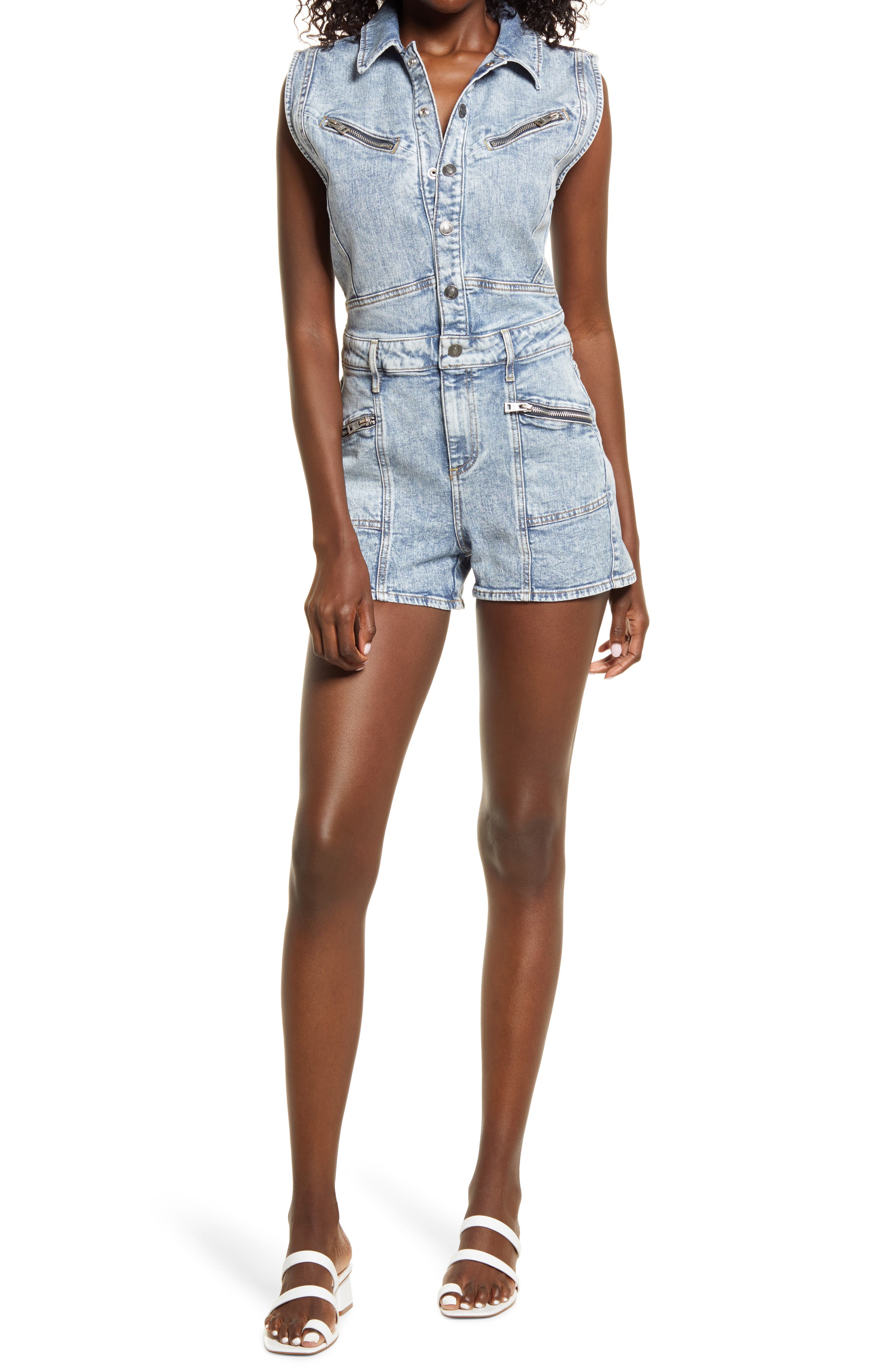 denim rompers shorts