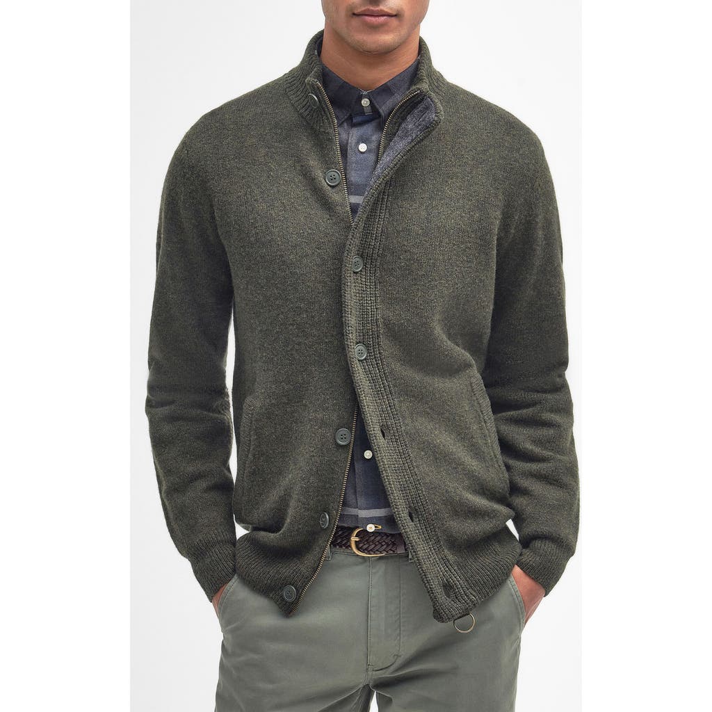 Barbour Green Essential Patch Zip Shirt In Seaweed