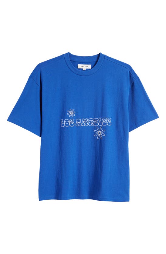 Pacsun Los Angeles Embroidered Boxy T-Shirt in Blue