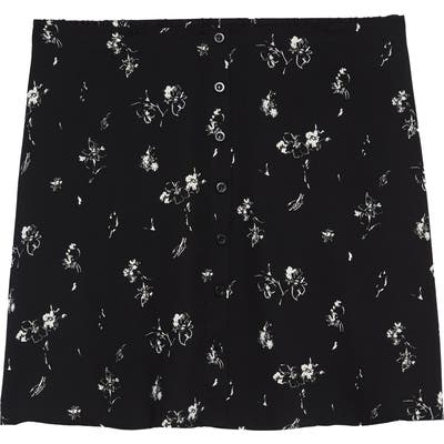 Halogen Button Front Miniskirt, Black
