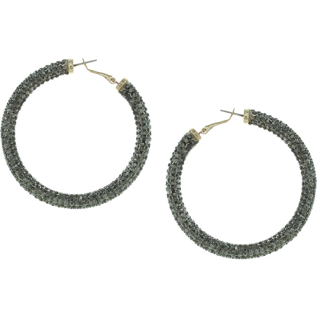 Olivia Welles Carm Crystal Hoop Earrings In Gold/gunmetal