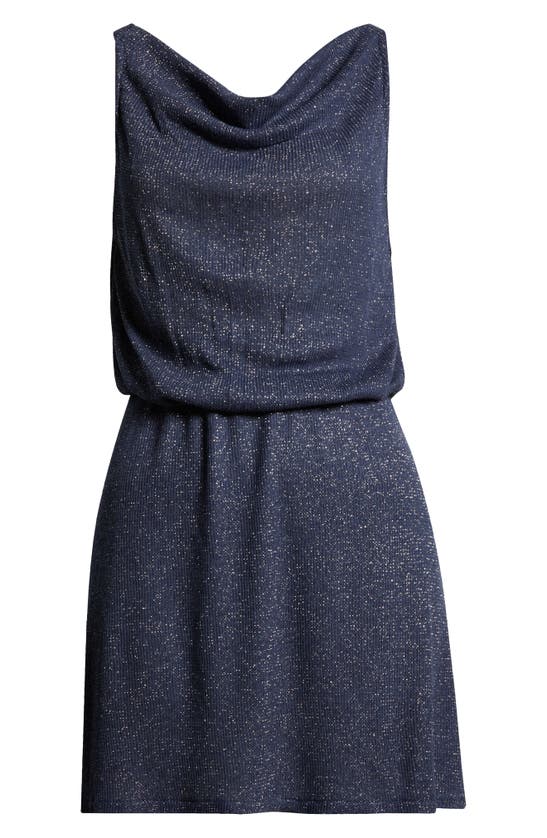 Shop Becca Gilded Metallic Cover-up Sheath Dress In Smokey Blue