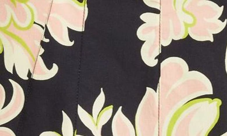 Shop Etro Floral Godet Cotton Midi Skirt In Black