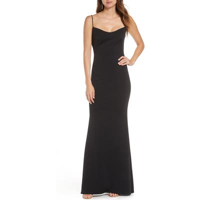 Katie May The Gina Backless Trumpet Gown, Black