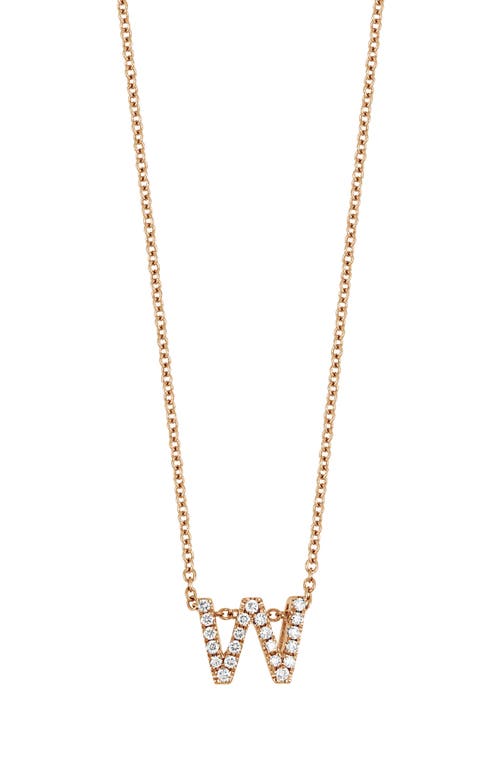 Bony Levy 18k Gold Pavé Diamond Initial Pendant Necklace in Rose Gold - W at Nordstrom, Size 18 In