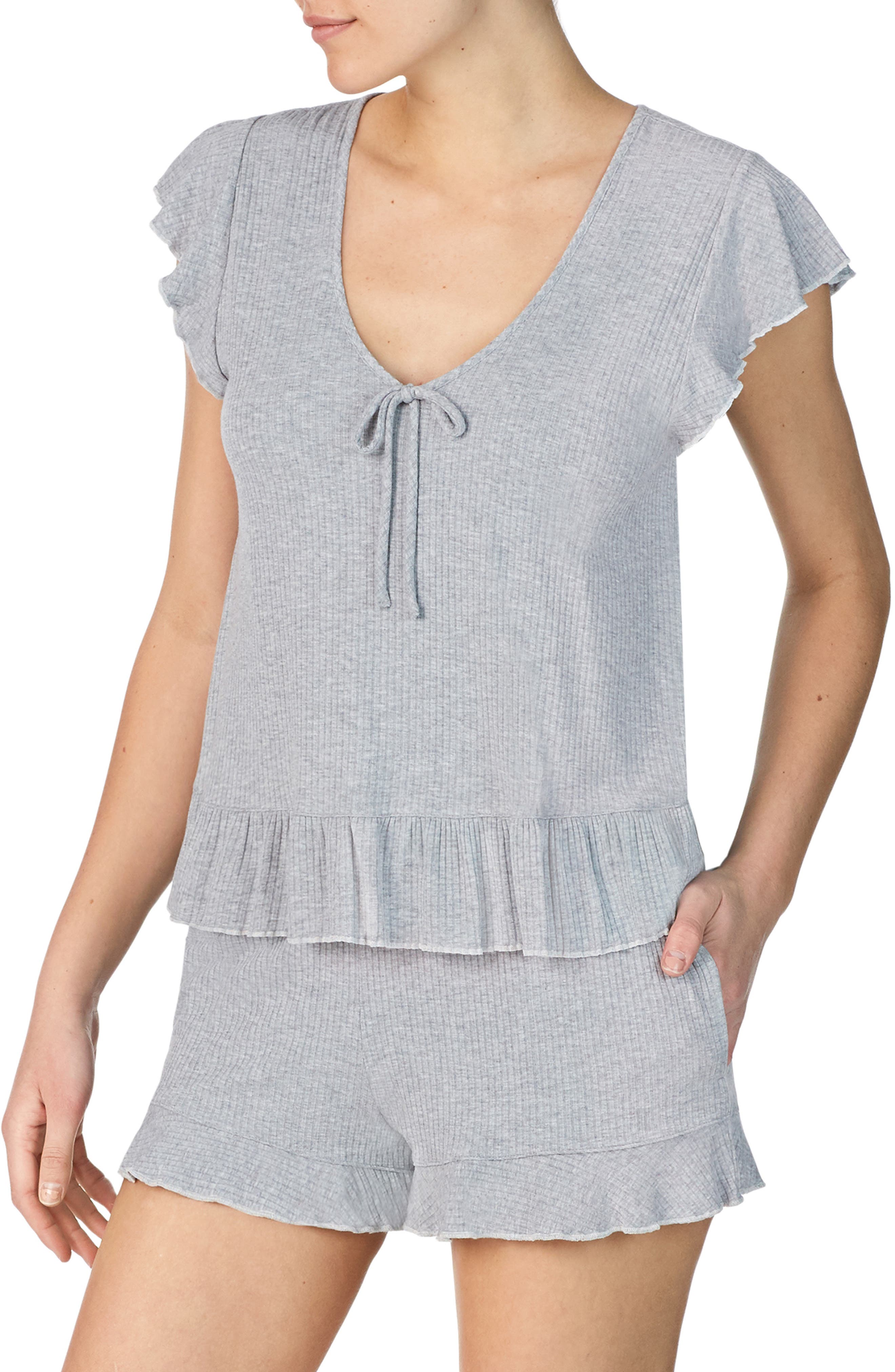 Room Service Ruffle Short Pajamas, Grey (Nordstrom Exclusive)