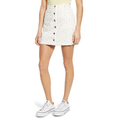 Bp. Printed Denim Miniskirt, Ivory