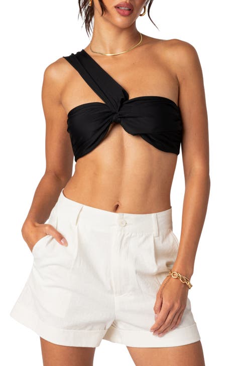 Bright Diamond Suspenders Ultra-Short Body Sculpting Wrapped Chest Exposed  Belly Button Sexy Hot Girl Fishbone Top (Color : Black, Size : 34B/75) :  : Clothing, Shoes & Accessories