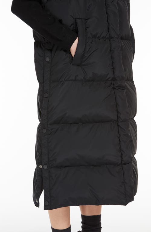 Shop Weekend Max Mara Zimino Hooded Long Quilted Down Puffer Vest In Black