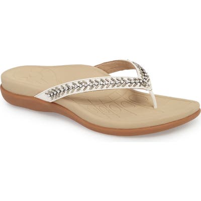Aetrex Jules Crystal Embellished Water Friendly Flip-Flop, Beige