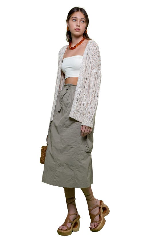 Blu Pepper Split Hem Cardigan In Natural