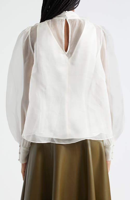 Shop Cinq À Sept Reo Tie Neck Silk Shirt In Ivory