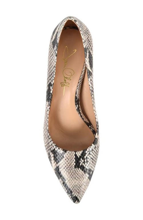 Joan Oloff Deborah Pointed Toe Pump In Natural Printed Snake