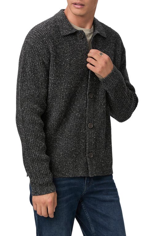 Shop Paige Hinton Cotton & Wool Cardigan In Speckled Black