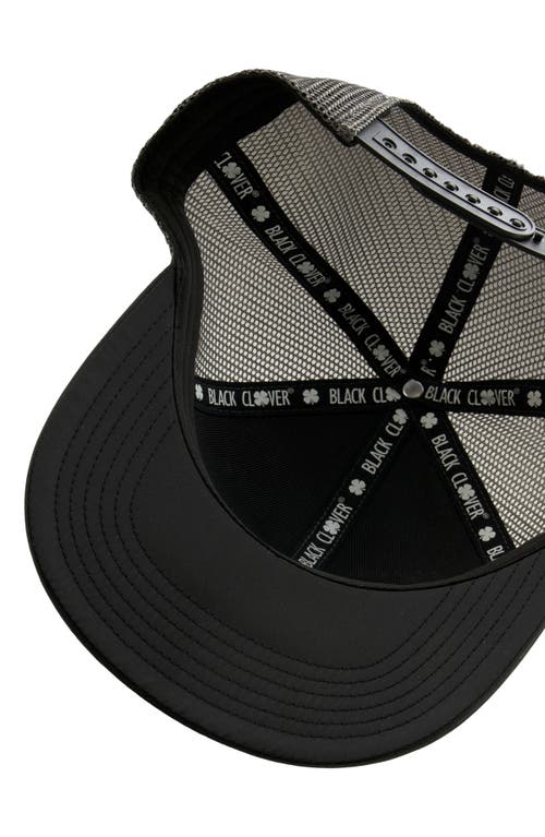 Shop Black Clover Luck Square Patch Snapback Trucker Hat In Black/char