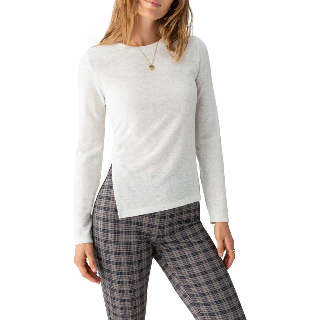 Sanctuary Something About Her Slub Crewneck Top In Chalk Heather