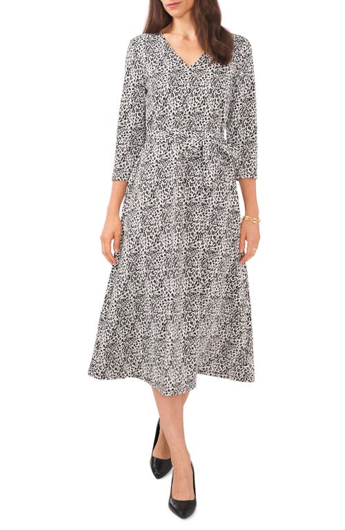 Animal Print Jacquard Midi Dress in Black/White